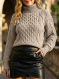 Cable knit solid color loose sweater