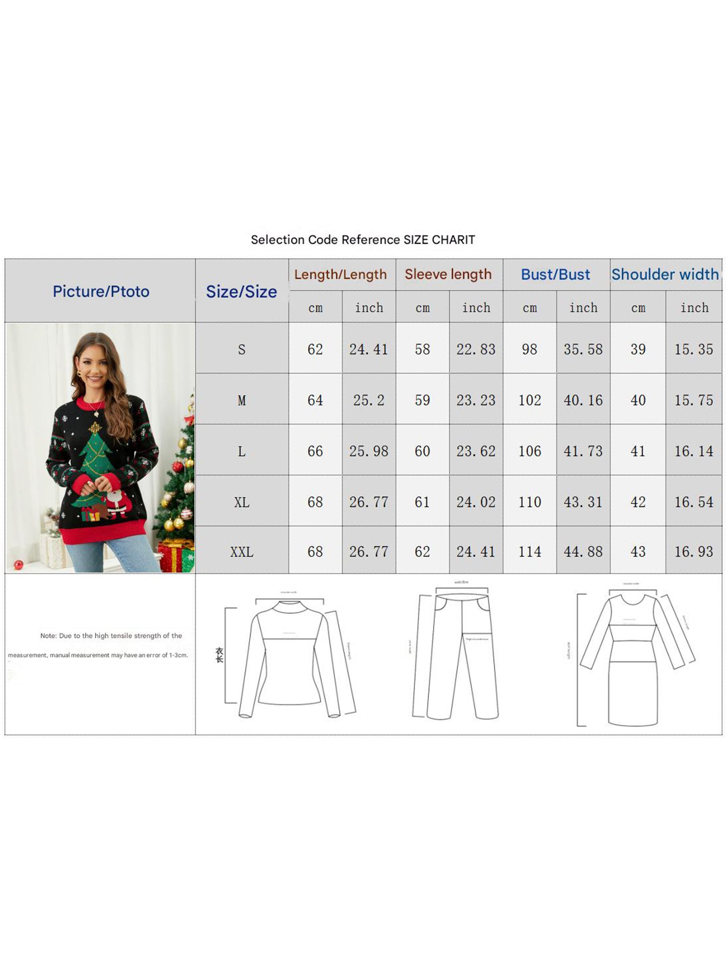 Round neck Christmas tree jacquard knit sweater