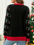Round neck Christmas tree jacquard knit sweater