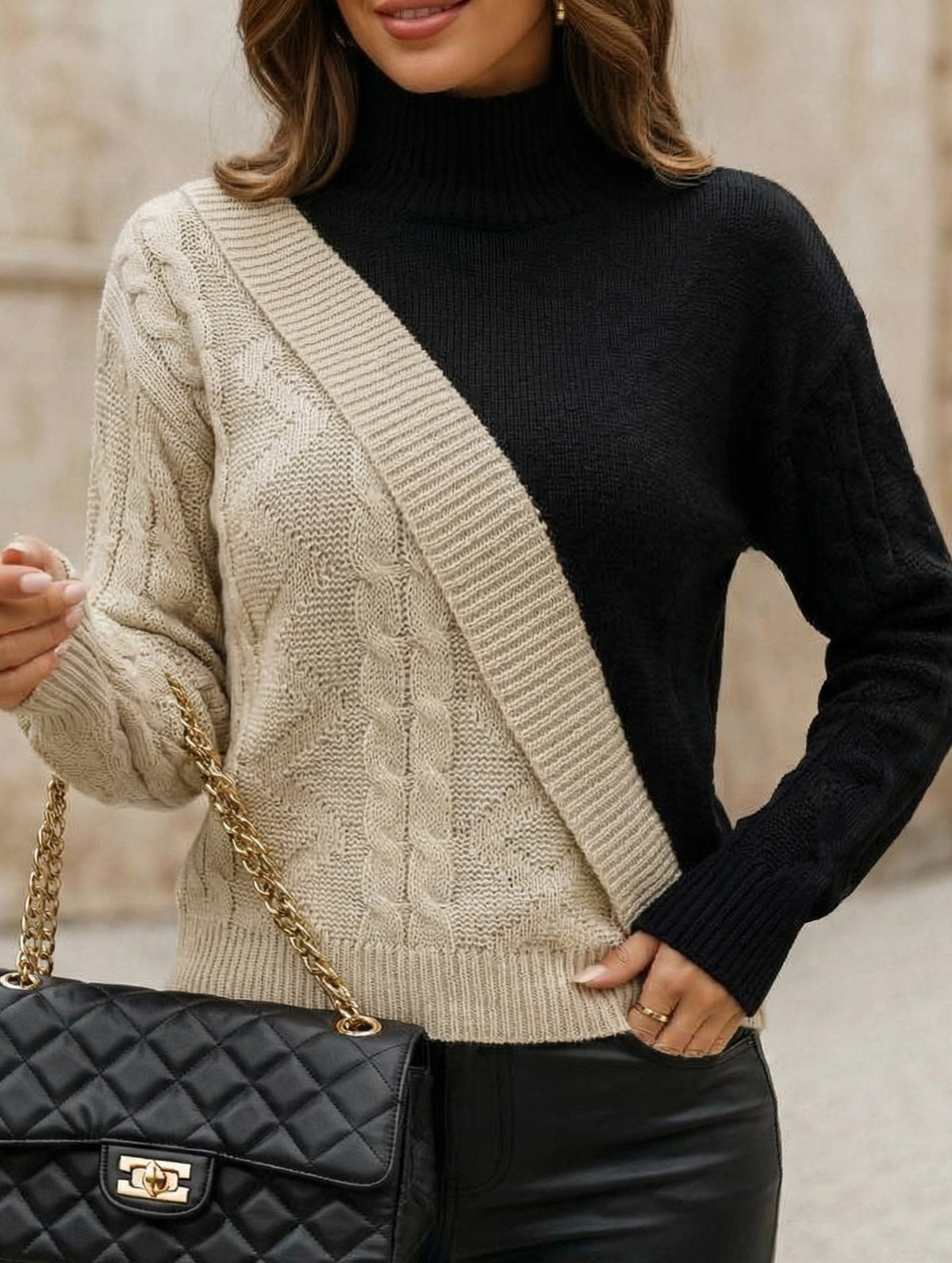 Casual turtleneck loose sweater