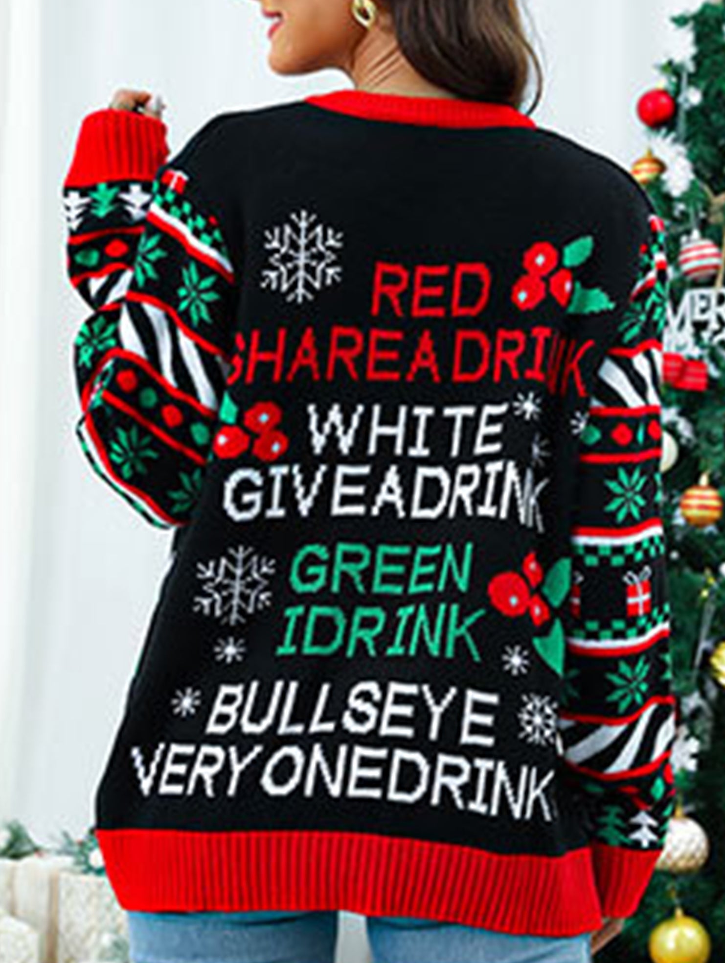 Stylish round neck loose long-sleeved knit sweater