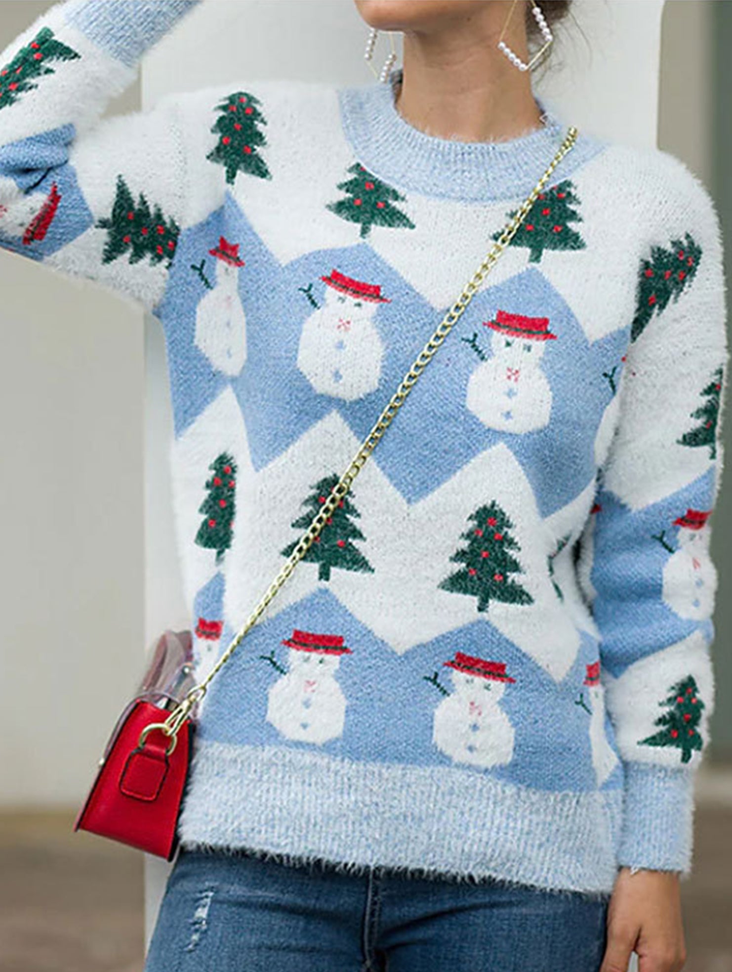 Casual Christmas Crew Neck Knit Sweater