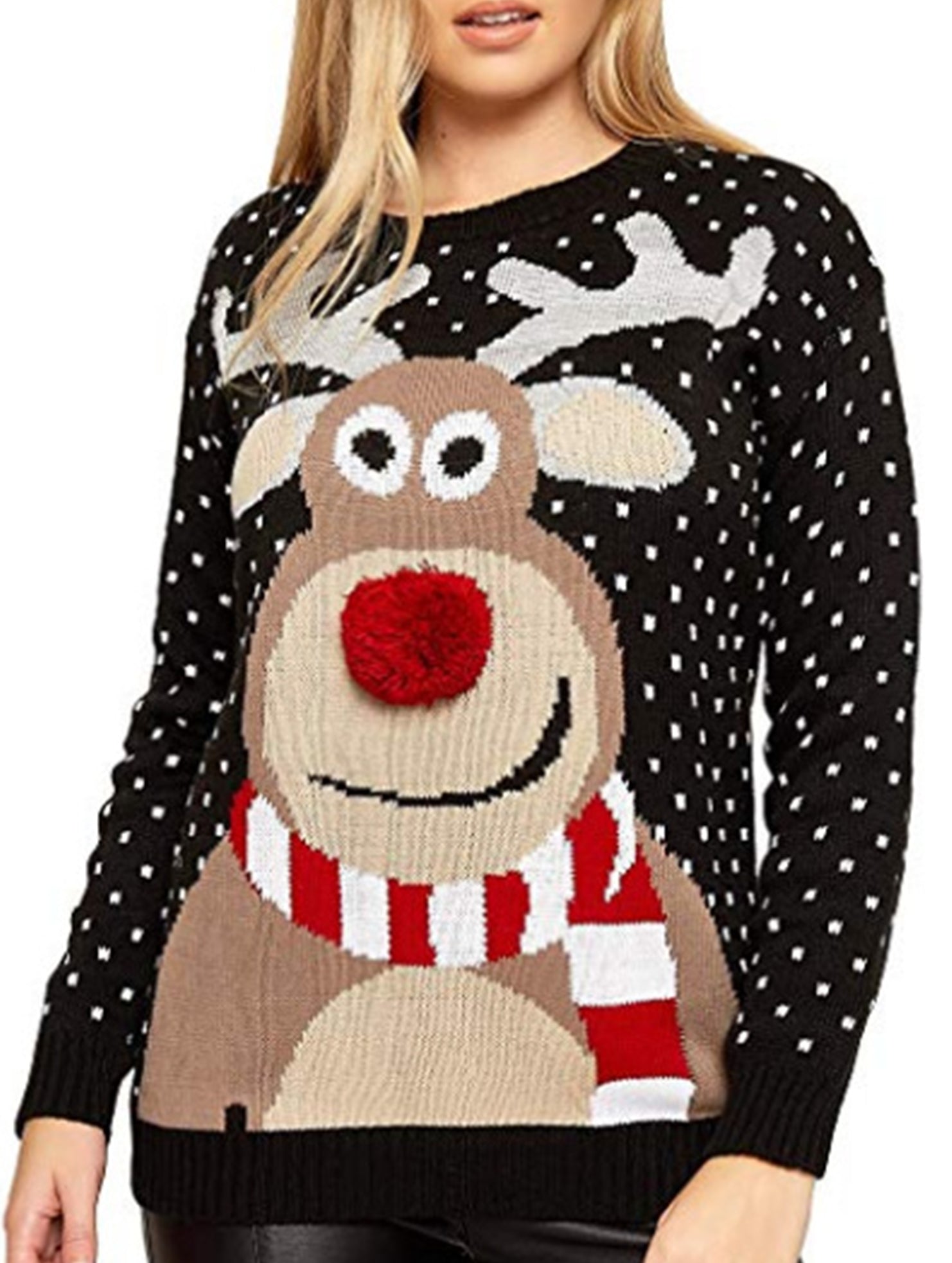 Casual round neck loose Christmas knit sweater