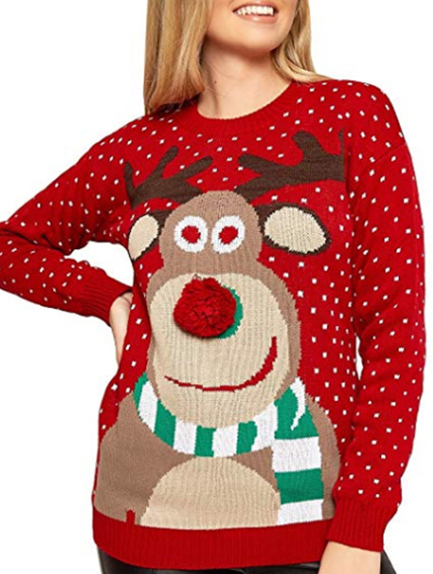 Casual round neck loose Christmas knit sweater