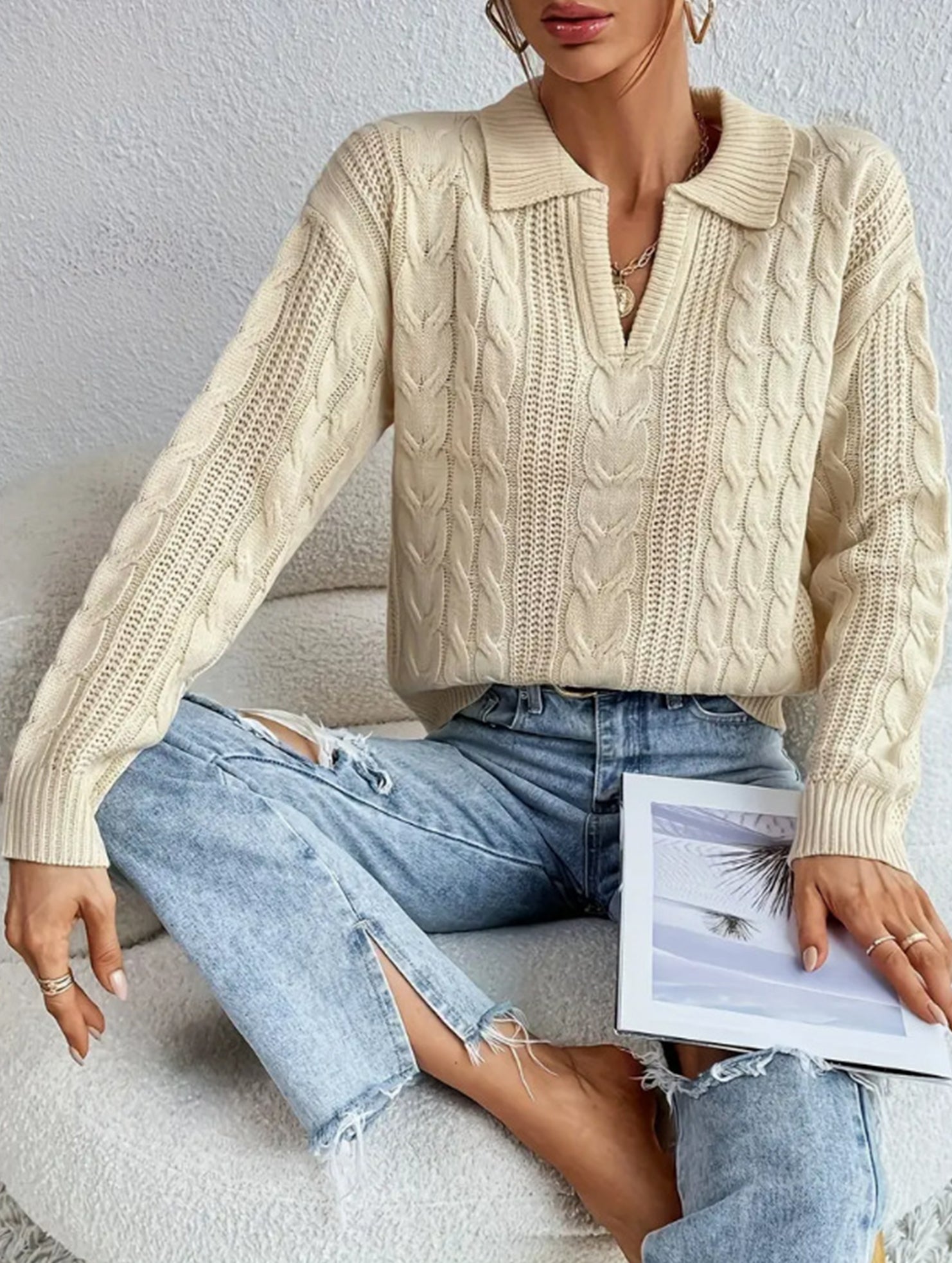 Versatile cable knit sweater