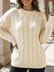 Versatile loose-fitting crew neck knit sweater