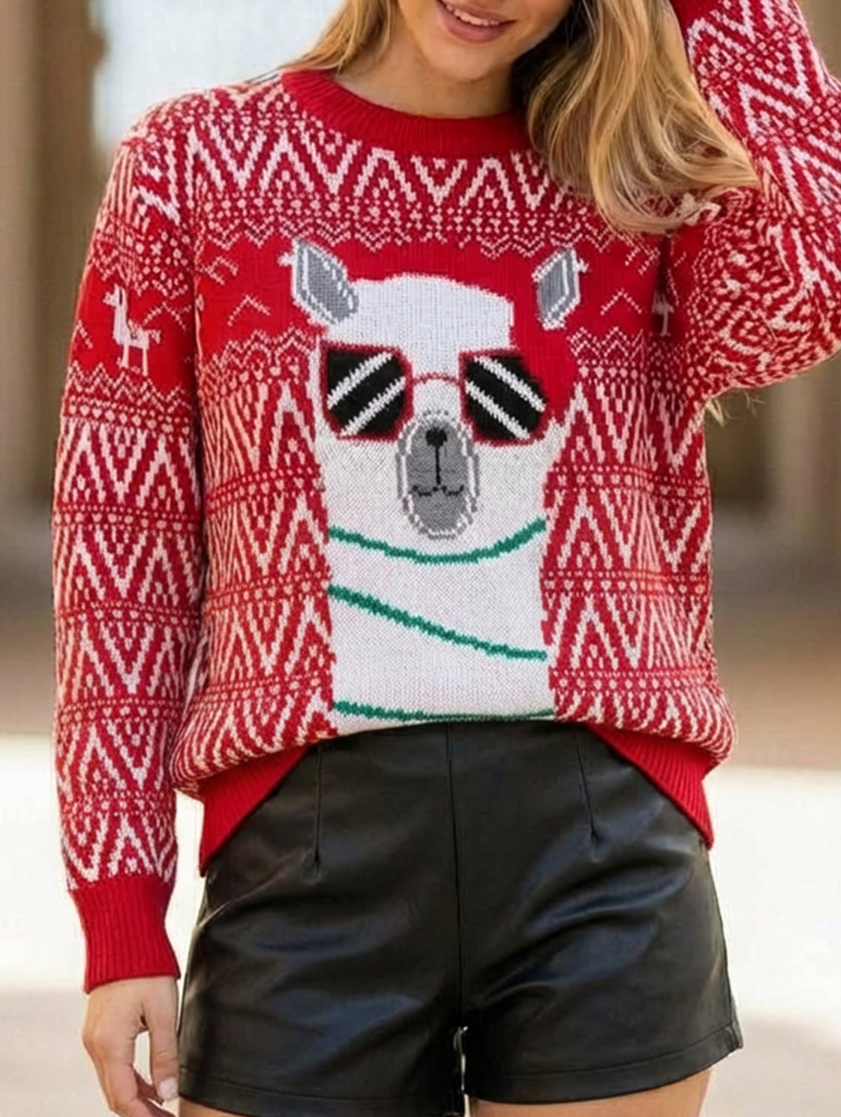 Casual knitted jacquard sweater