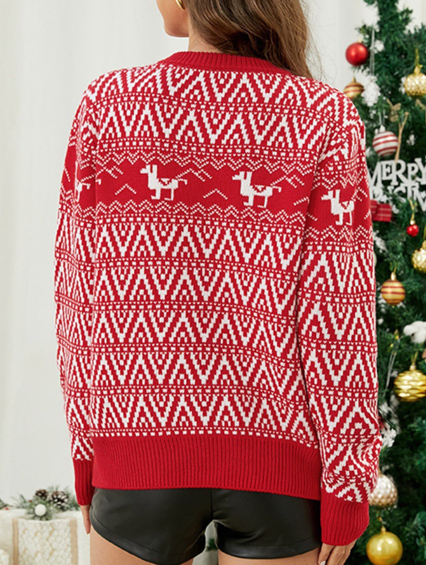 Casual knitted jacquard sweater