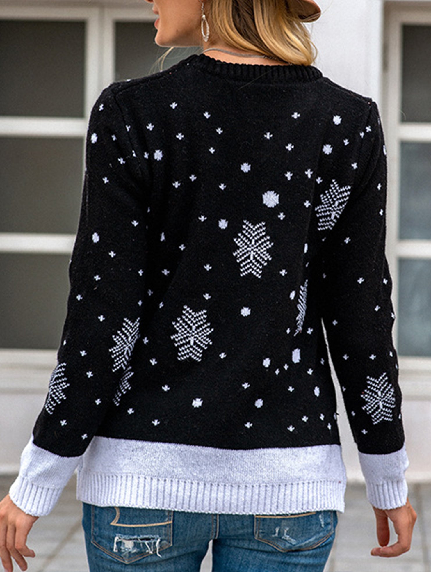 Christmas reindeer jacquard knit sweater