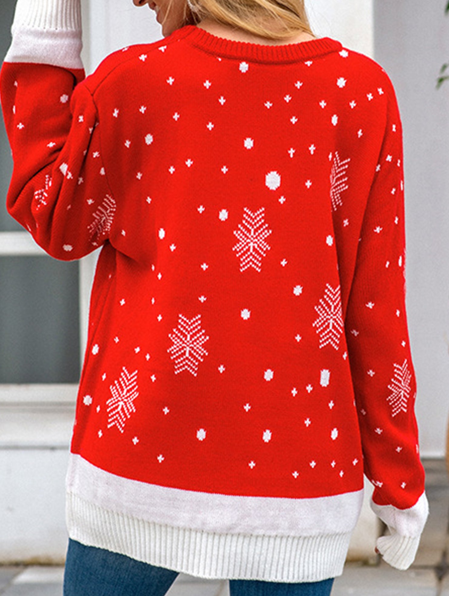 Christmas reindeer jacquard knit sweater
