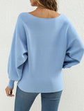 Casual wavy lantern off-shoulder knit top