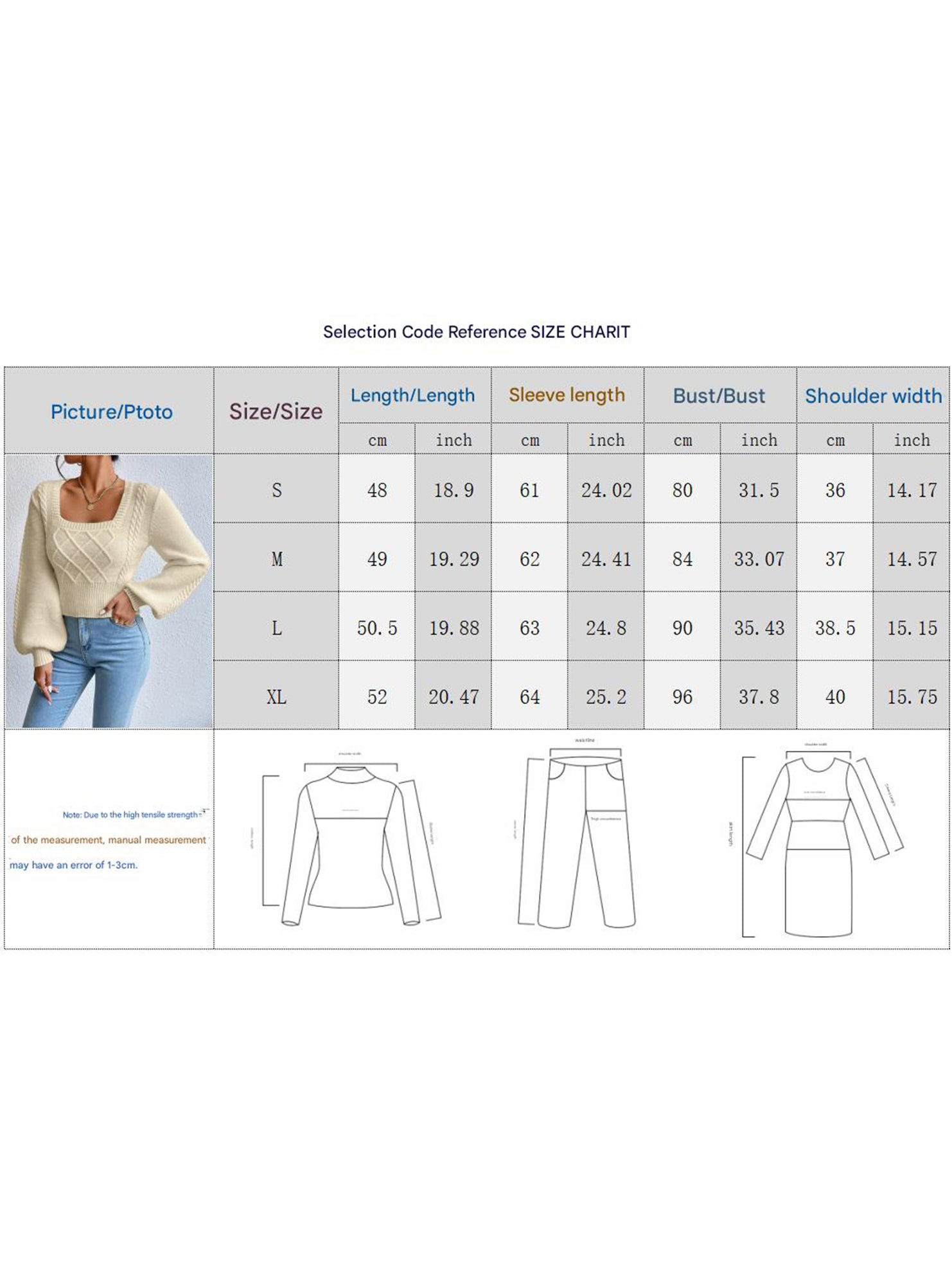 Fashionable solid color square neck knit sweater