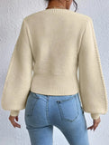 Fashionable solid color square neck knit sweater