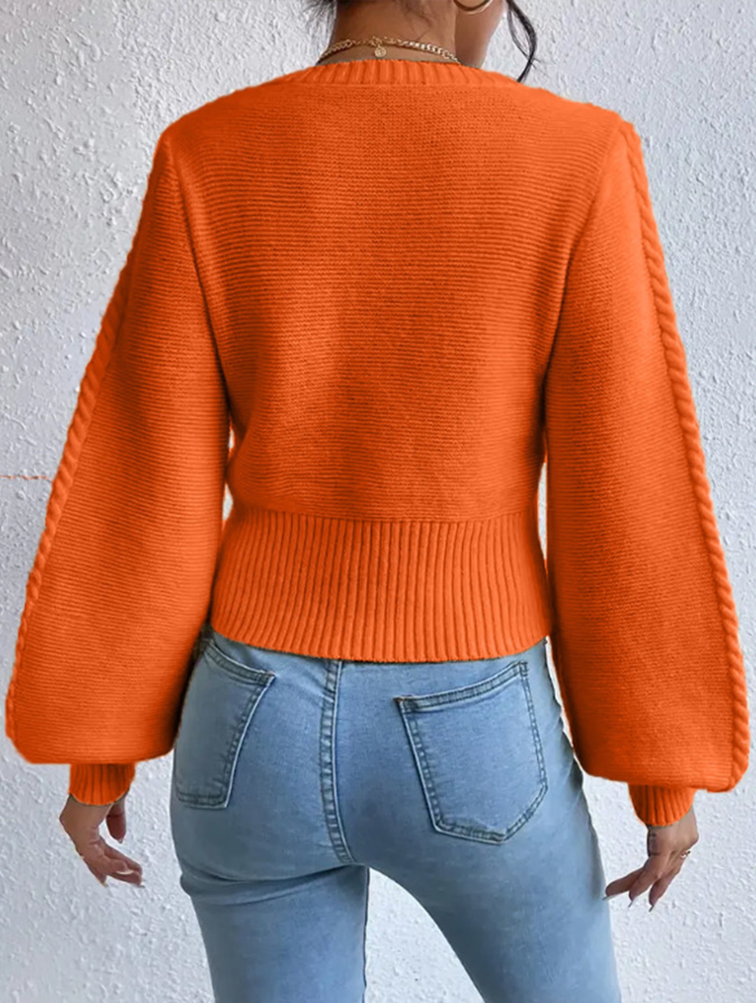 Fashionable solid color square neck knit sweater