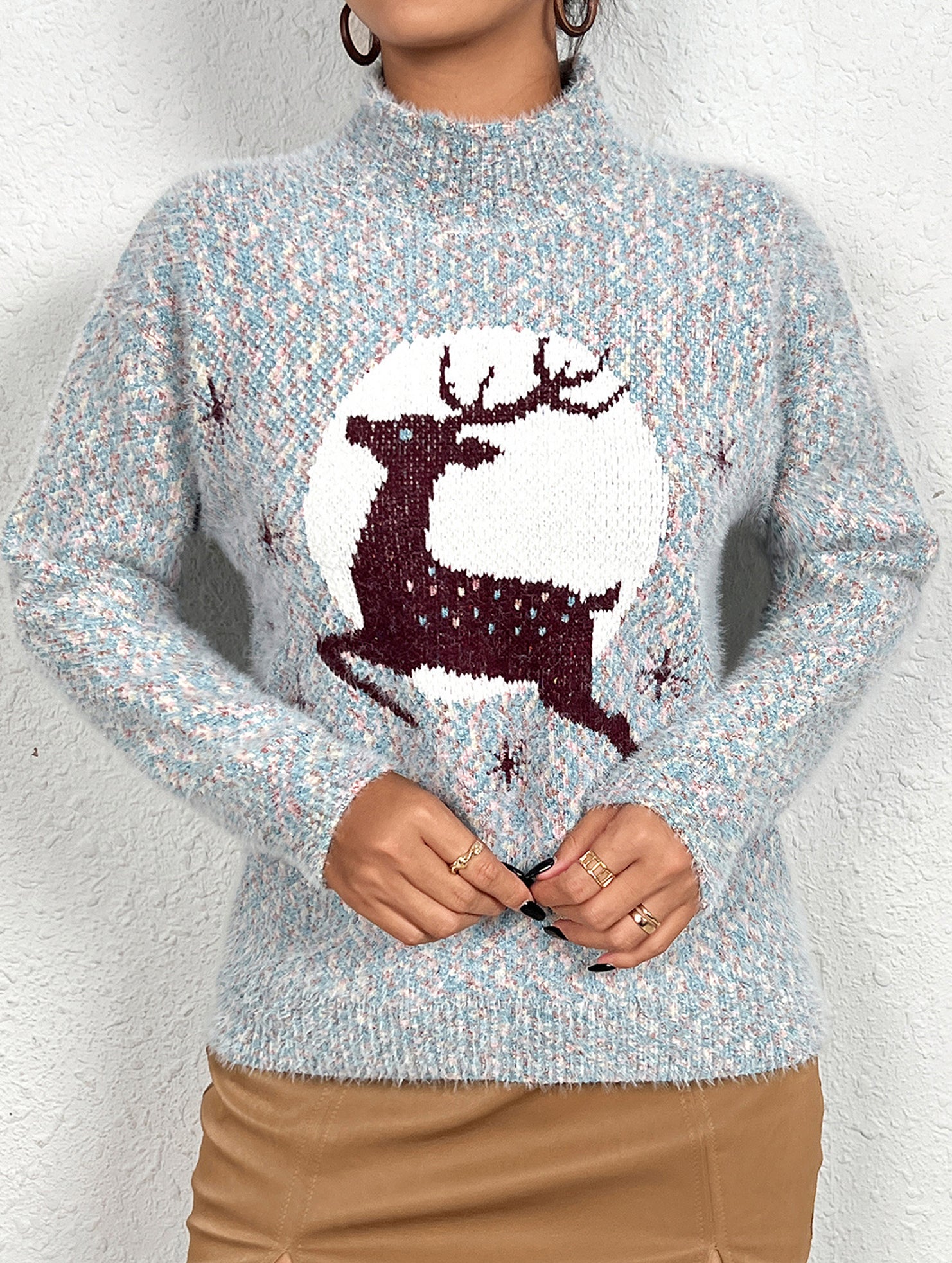 Stylish turtleneck Christmas sweater