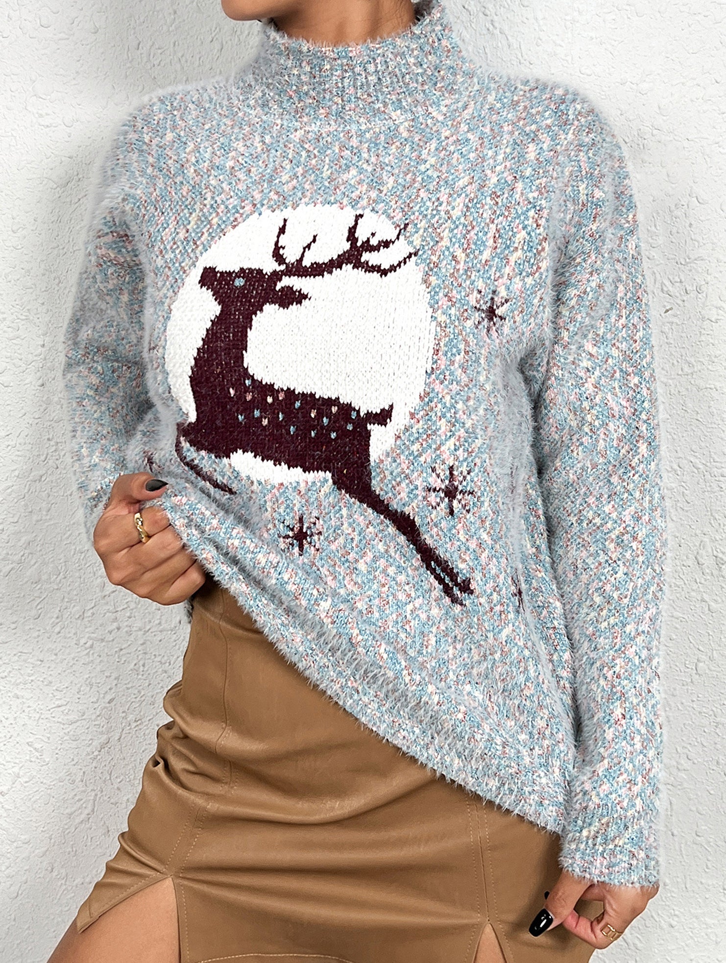 Stylish turtleneck Christmas sweater