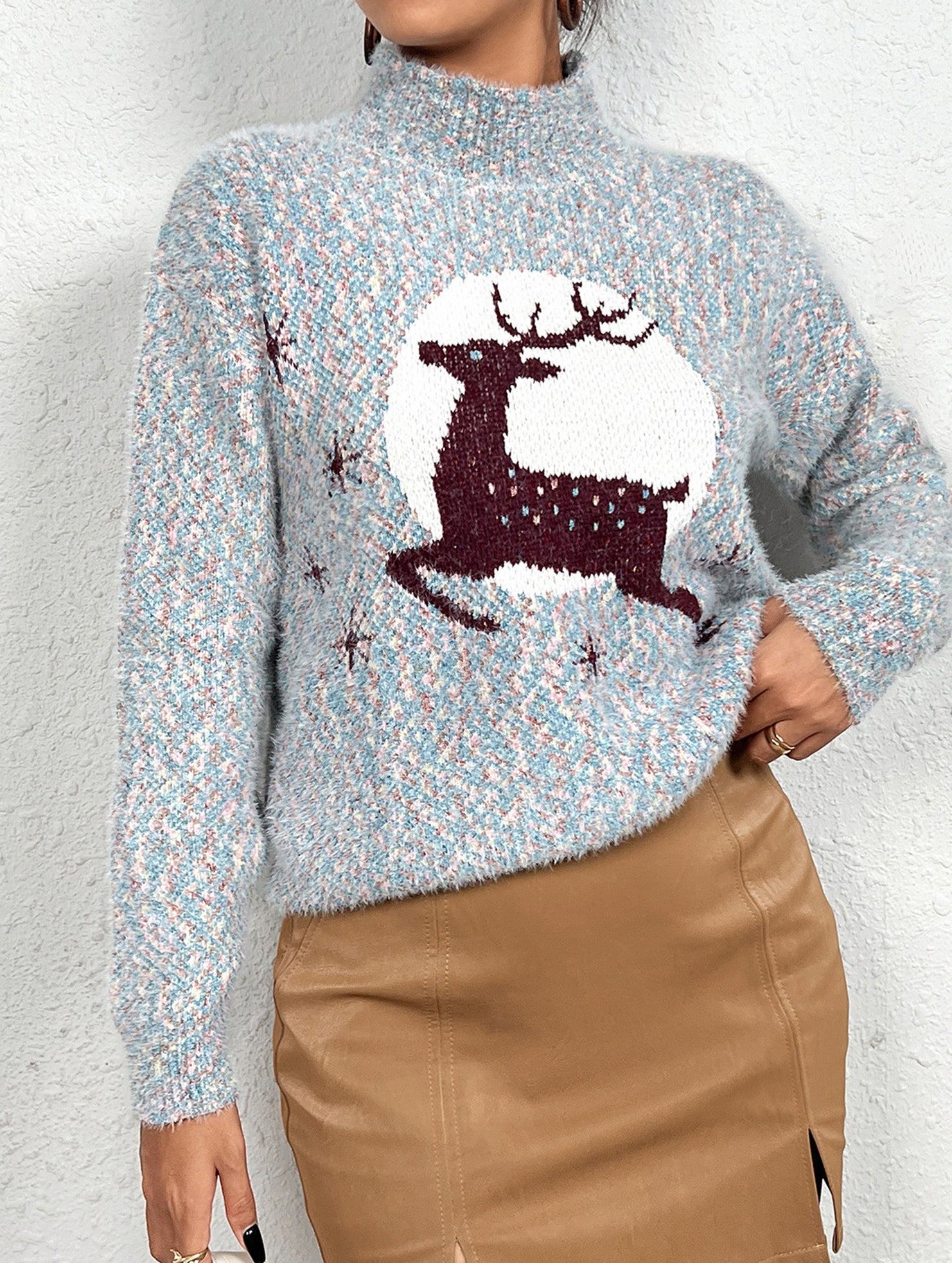 Stylish turtleneck Christmas sweater
