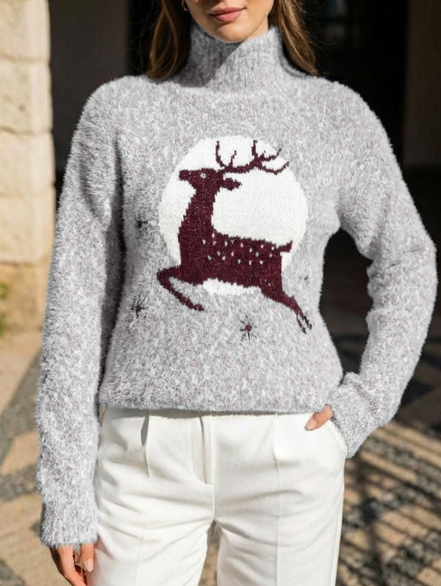 Stylish turtleneck Christmas sweater