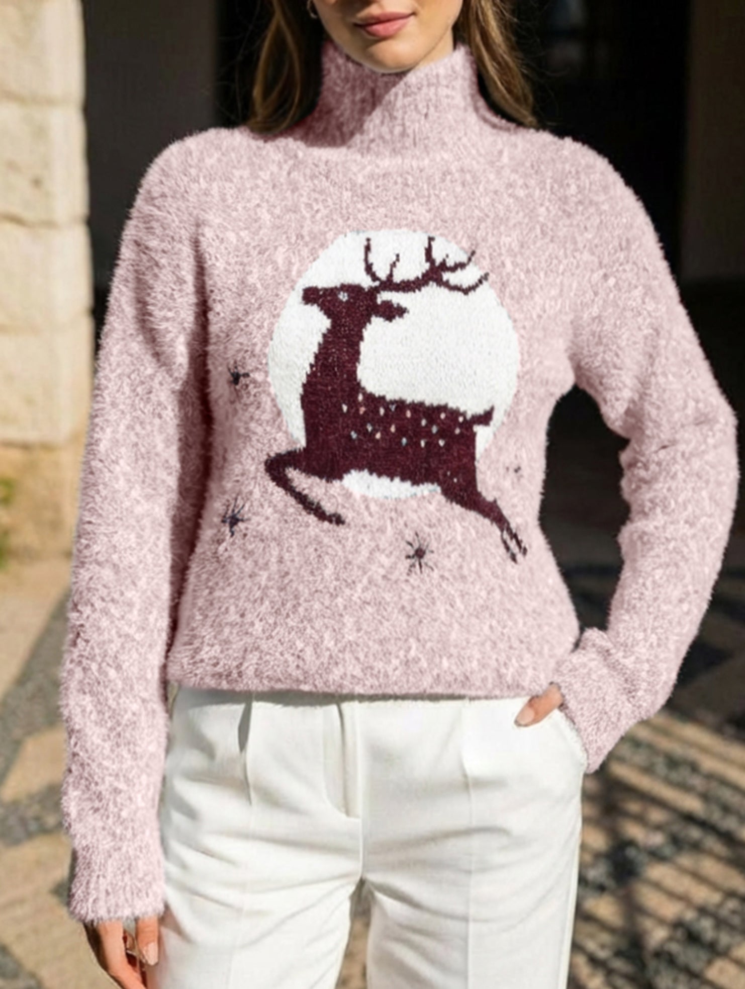 Stylish turtleneck Christmas sweater