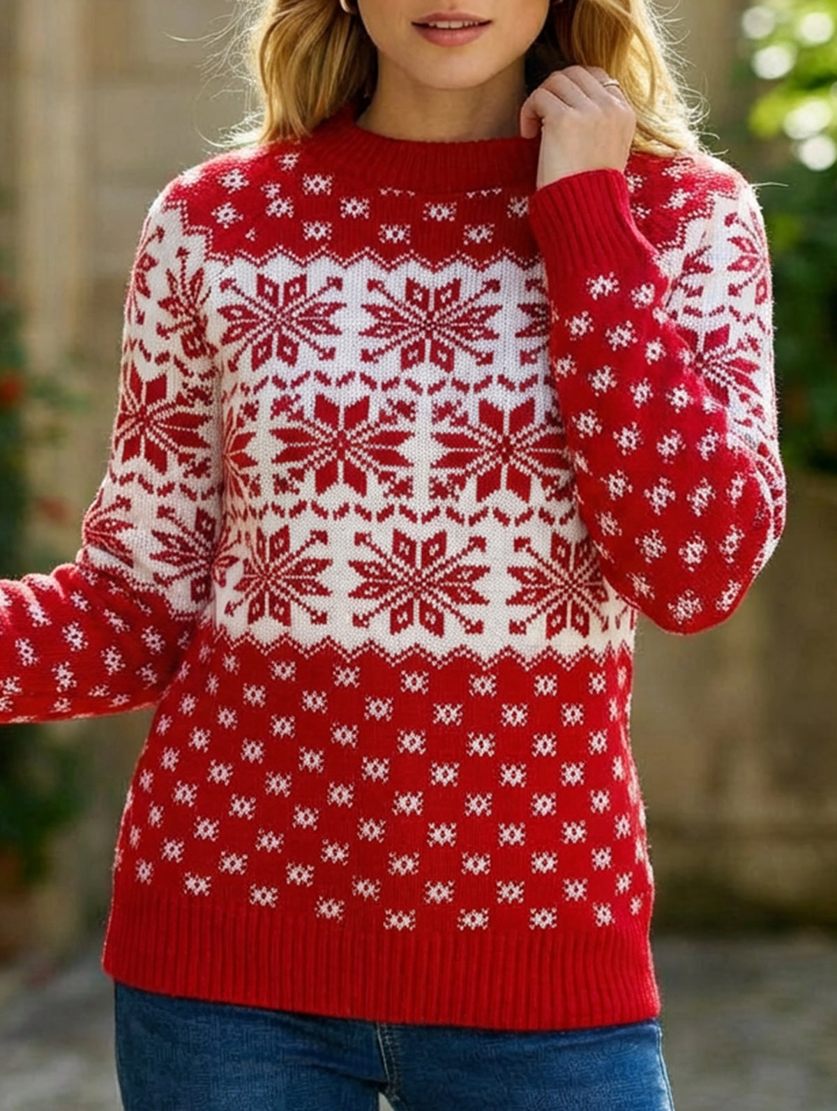 Christmas Snowflake Long-Sleeved Sweater