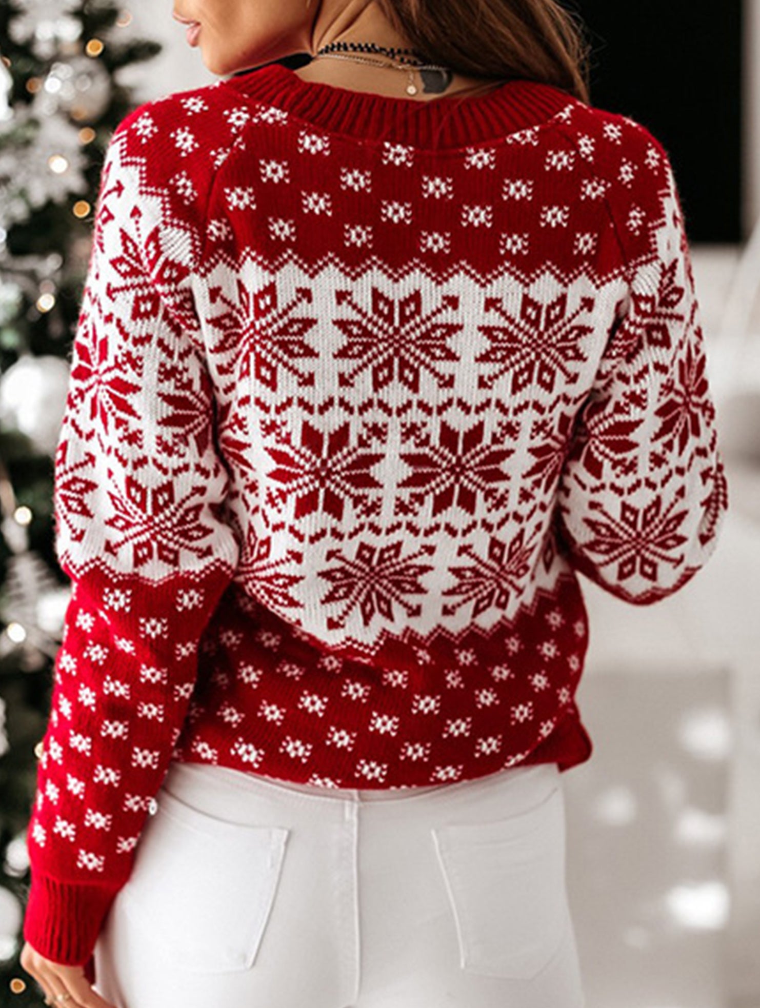 Christmas Snowflake Long-Sleeved Sweater