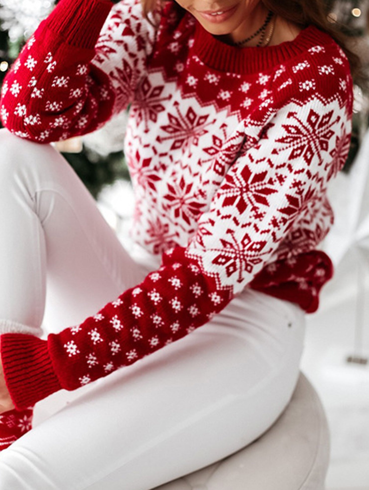 Christmas Snowflake Long-Sleeved Sweater