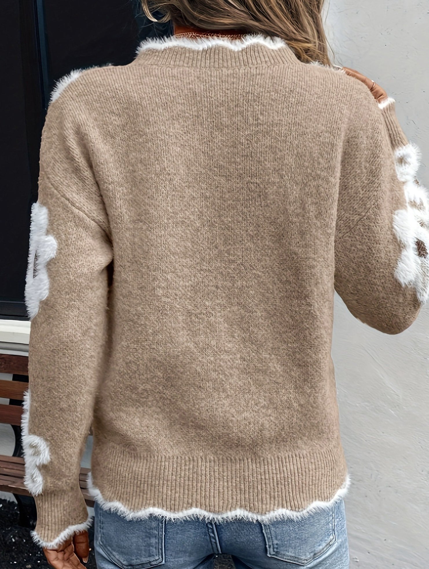 Floral Knit V-neck Sweater