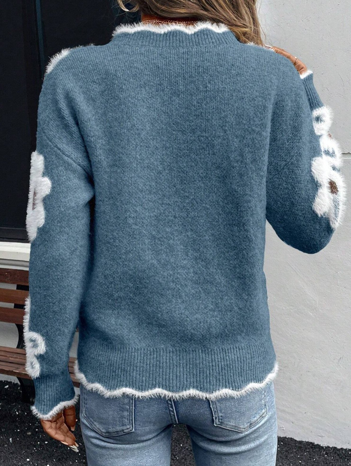 Floral Knit V-neck Sweater