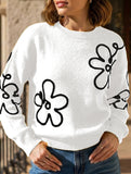 Stylish round neck jacquard knit sweater