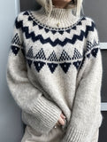 Retro-style lazy pullover knit sweater