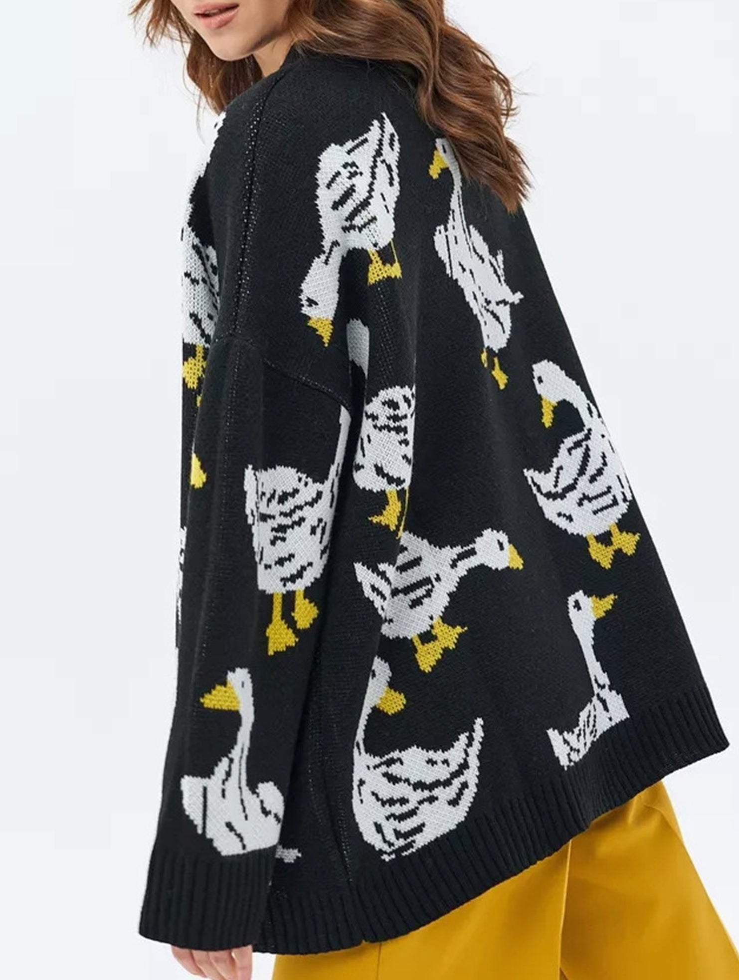 Cute duck print sweater_CWOSWL08992