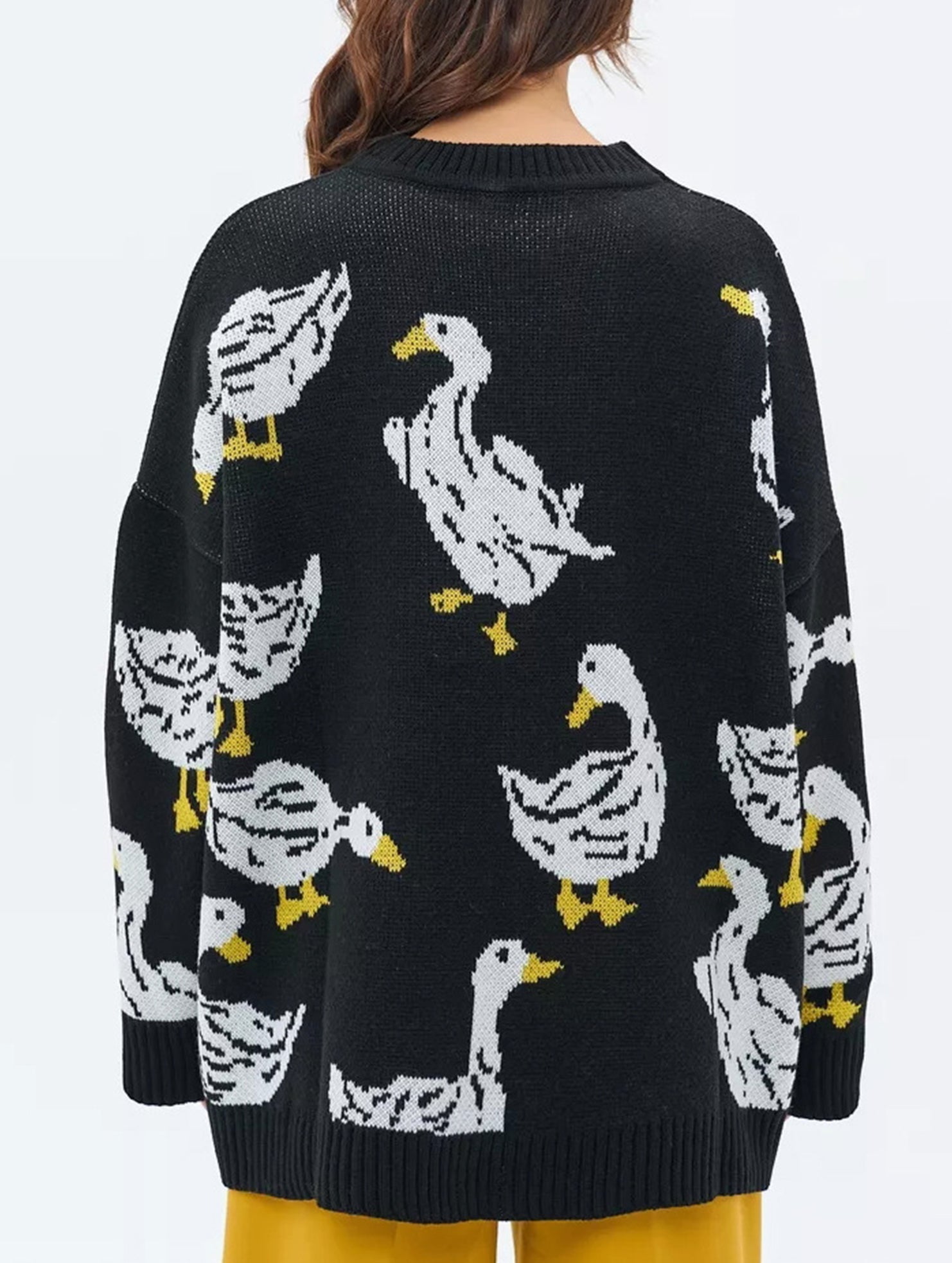 Cute duck print sweater_CWOSWL08992