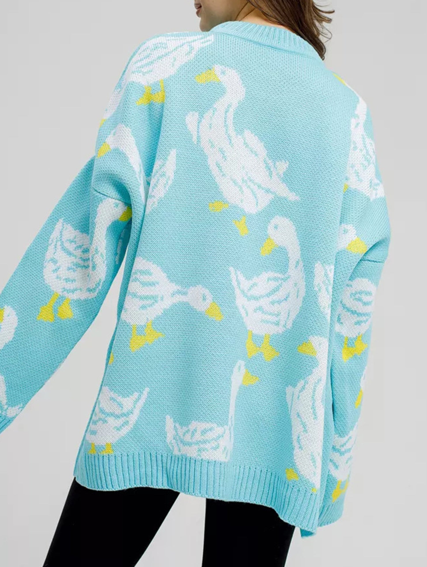Cute duck print sweater_CWOSWL08992
