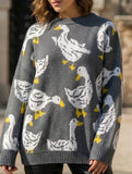 Cute duck print sweater_CWOSWL08992