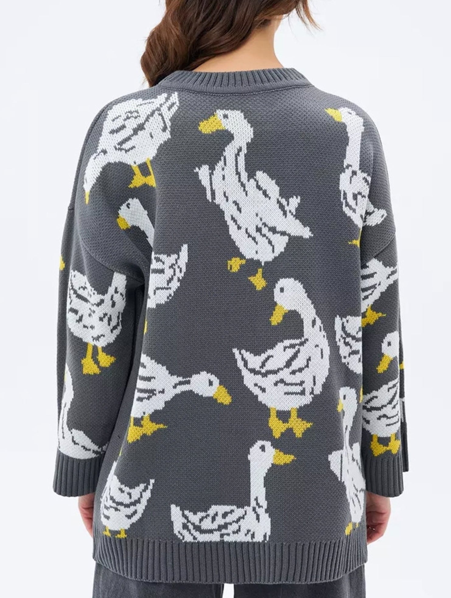 Cute duck print sweater_CWOSWL08992