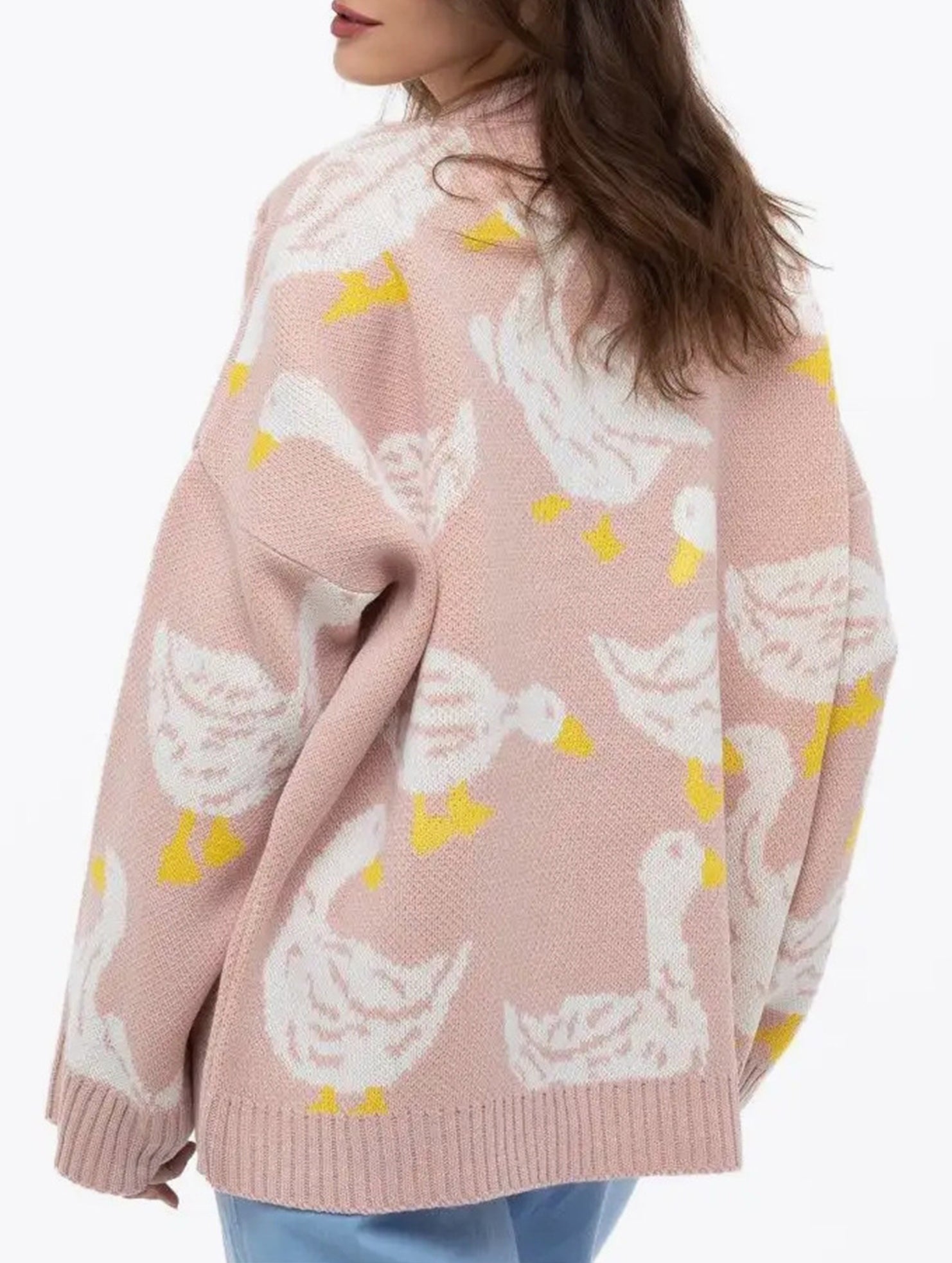 Cute duck print sweater_CWOSWL08992