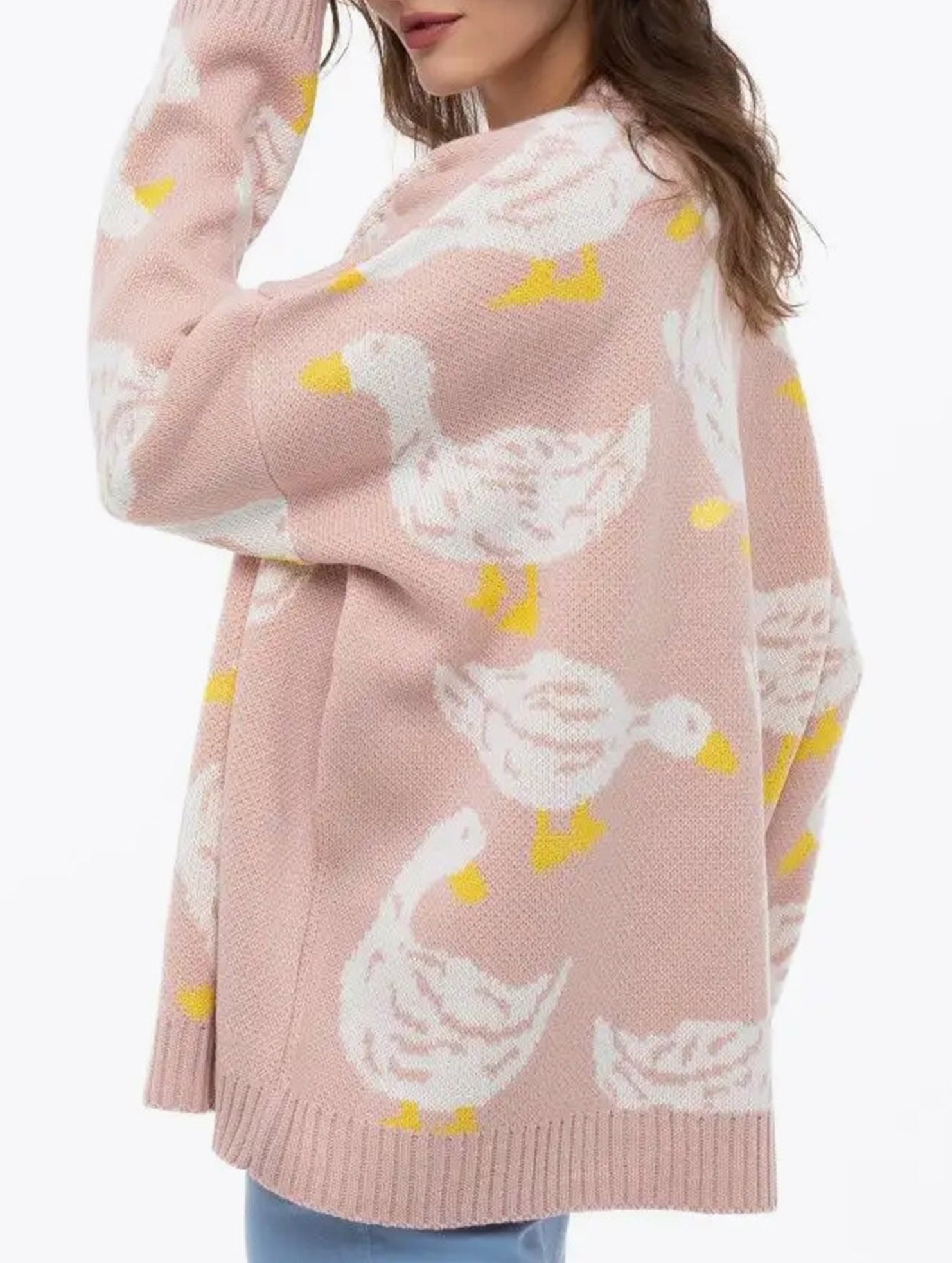 Cute duck print sweater_CWOSWL08992