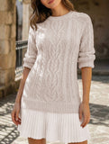 Cable Knit Chiffon Patchwork Mini Dress