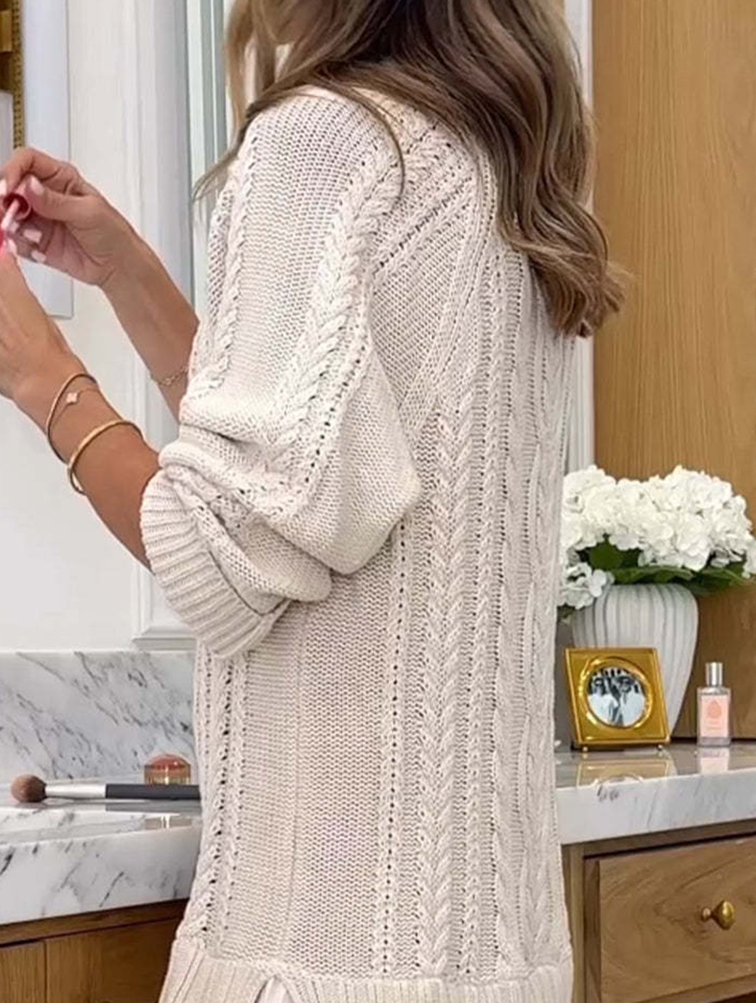Cable Knit Chiffon Patchwork Mini Dress