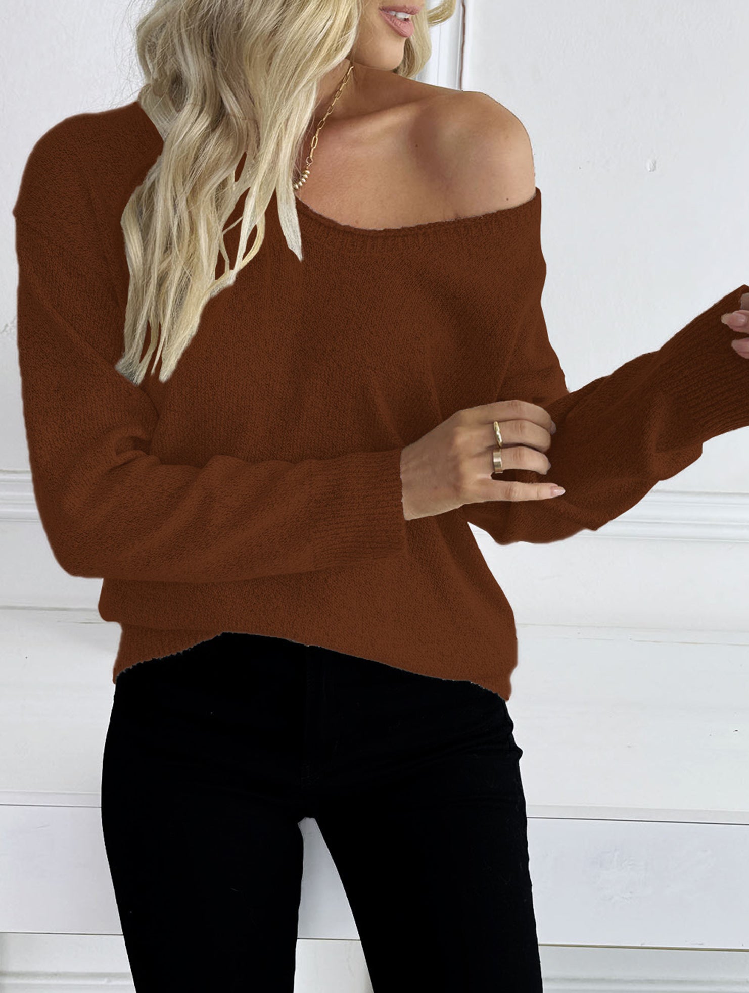 Classic V Neck Knit Sweater Pullover