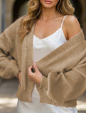 Lantern Sleeve Short Knit Cardigan