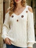 Off Shoulder Knit Sweater with Crochet