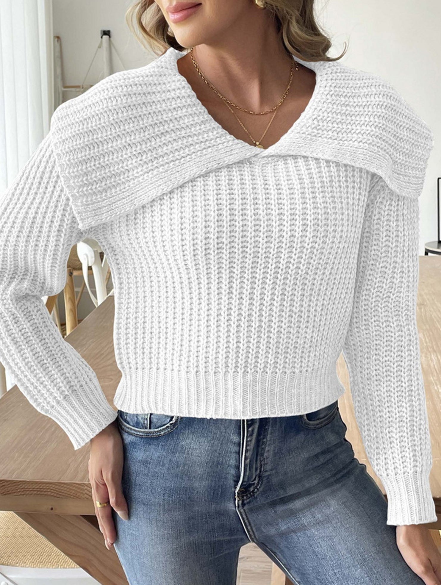 Sailor Collar Short Knit Sweater