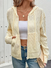 Hooded Cable Knit Cardigan Sweater_CWOSWL09136