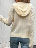Hooded Cable Knit Cardigan Sweater_CWOSWL09136