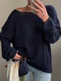 Solid Color Loose Crew Neck Knit Sweater