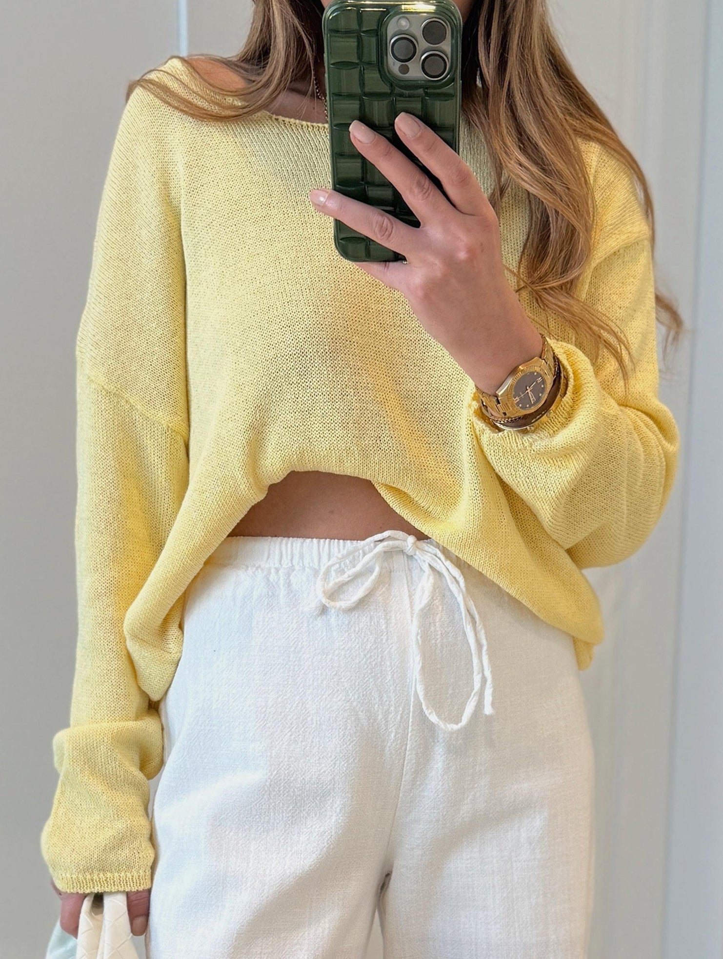 Solid Color Loose Crew Neck Knit Sweater