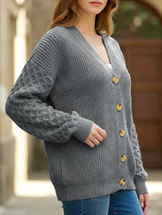 Vintage Loose Knit Cardigan Long Sleeve