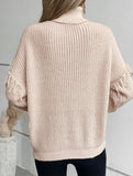 Fringe Cable Knit Collar Pullover Sweater