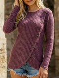 Ribbed Brushed Tulip Hem Long Sleeve Tee